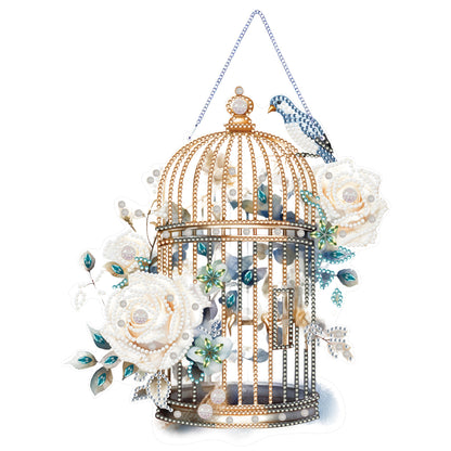 Acrylic Flower Birdcage Single-Sided DIY Diamond Painting Hanging Pendant (#2)