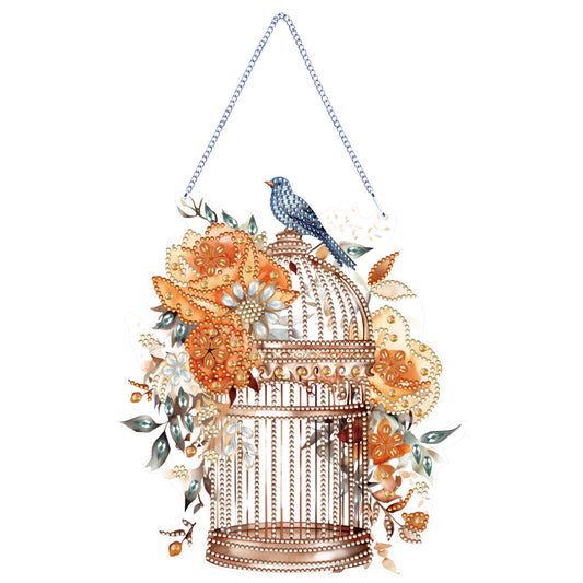 Acrylic Flower Birdcage Single-Sided DIY Diamond Painting Hanging Pendant (#3)