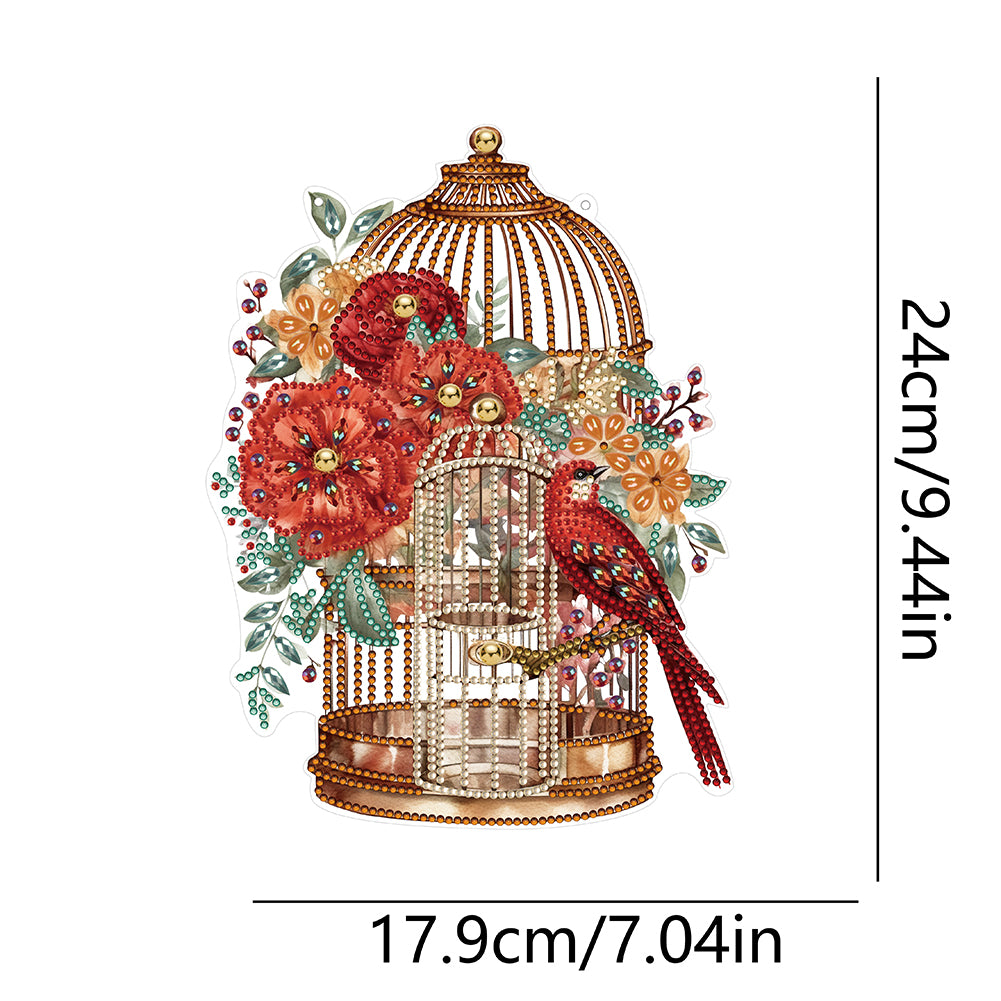 Acrylic Flower Birdcage Single-Sided DIY Diamond Painting Hanging Pendant (#4)