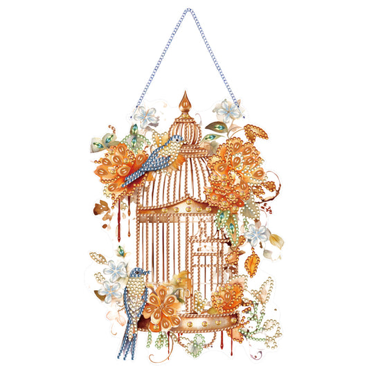 Acrylic Flower Birdcage Single-Sided DIY Diamond Painting Hanging Pendant (#5)