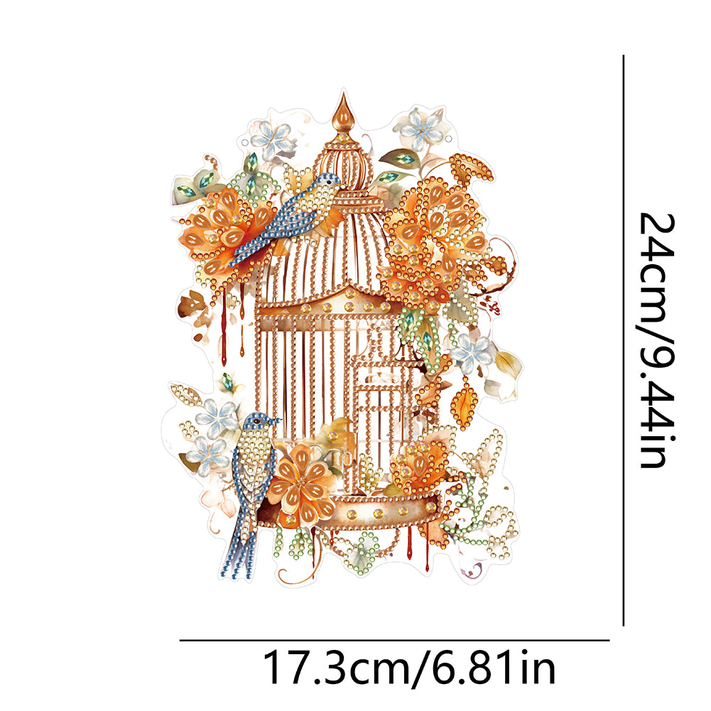 Acrylic Flower Birdcage Single-Sided DIY Diamond Painting Hanging Pendant (#5)