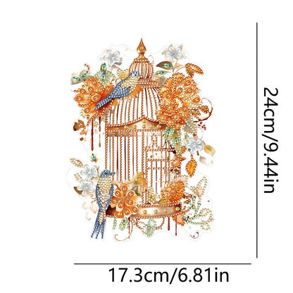 Acrylic Flower Birdcage Single-Sided DIY Diamond Painting Hanging Pendant (#5)