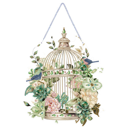 Acrylic Flower Birdcage Single-Sided DIY Diamond Painting Hanging Pendant (#6)