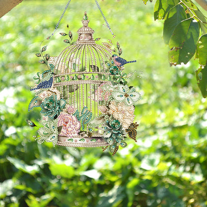 Acrylic Flower Birdcage Single-Sided DIY Diamond Painting Hanging Pendant (#6)