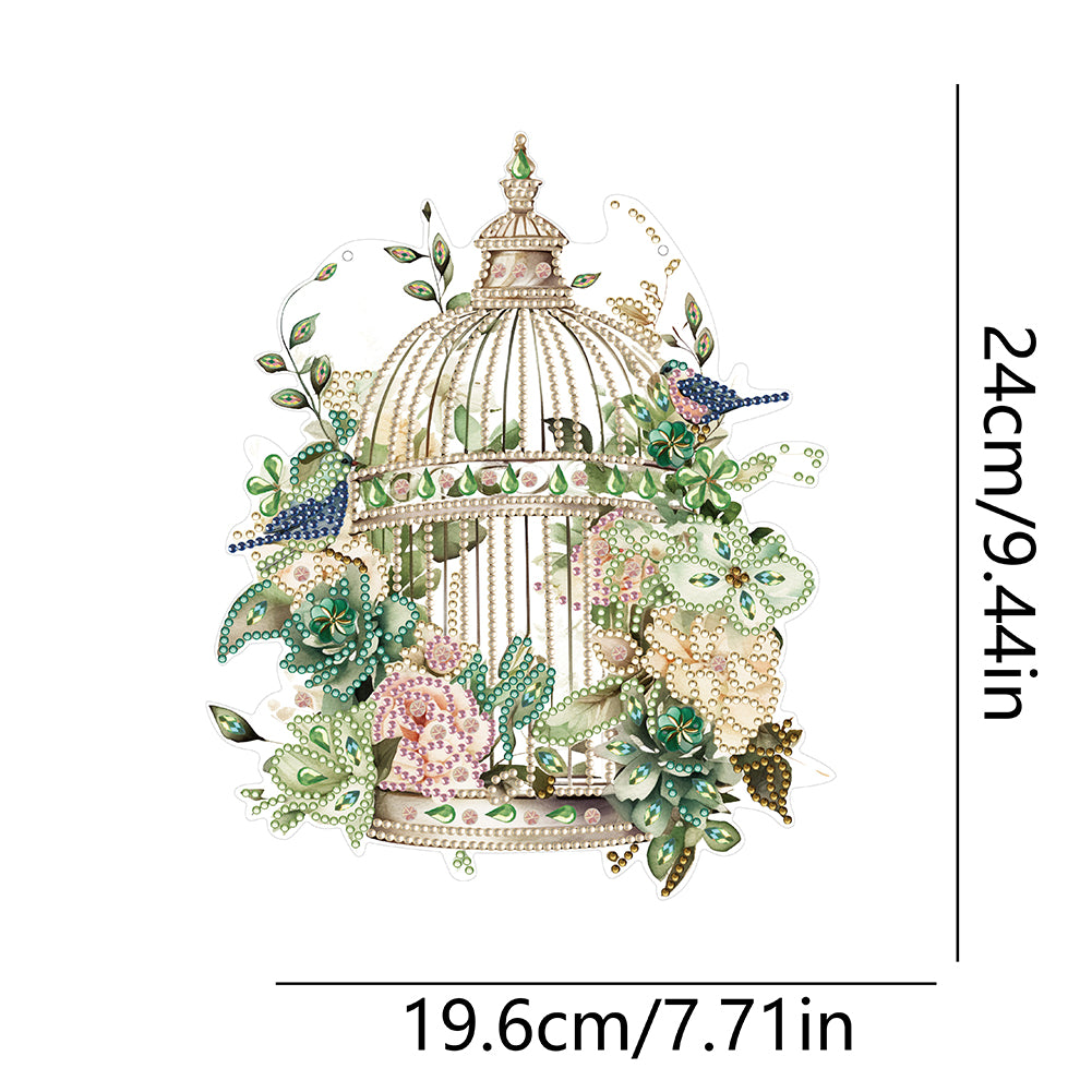 Acrylic Flower Birdcage Single-Sided DIY Diamond Painting Hanging Pendant (#6)