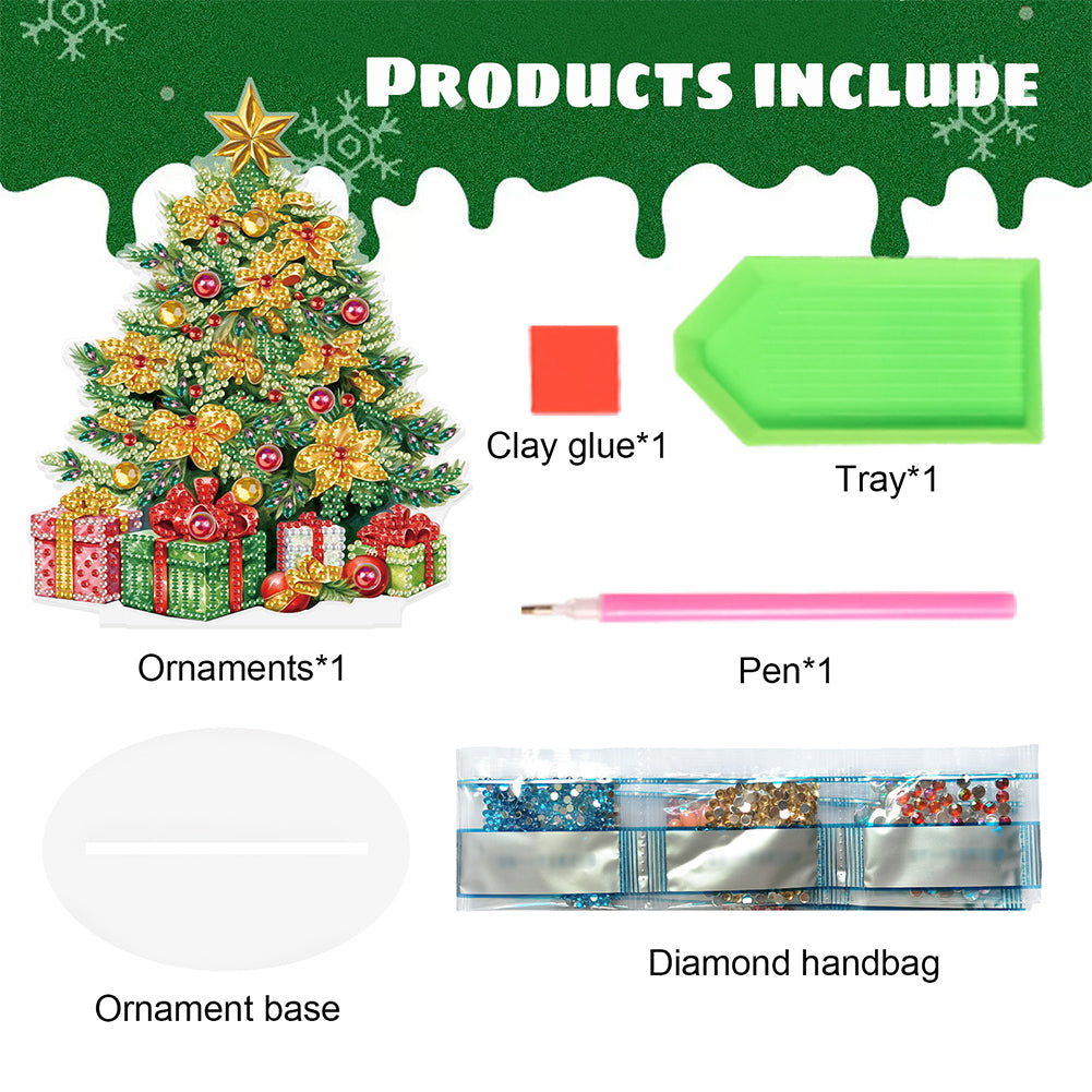 Diamond Painting Desktop Ornaments Kit for Office Desktop Decor (Xmas Tree #1)