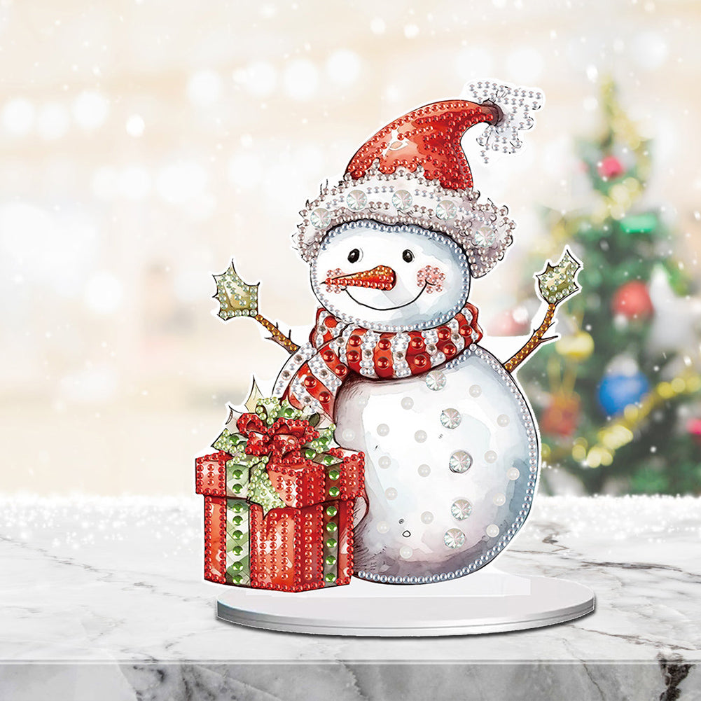 Diamond Painting Desktop Ornaments Kit for Office Desktop Decor (Happy Snowman)