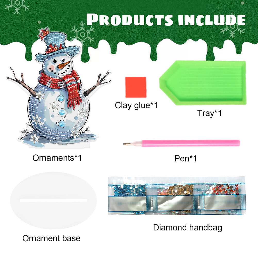 Diamond Painting Desktop Ornaments Kit for Office Desktop Decor (Snowman #12)