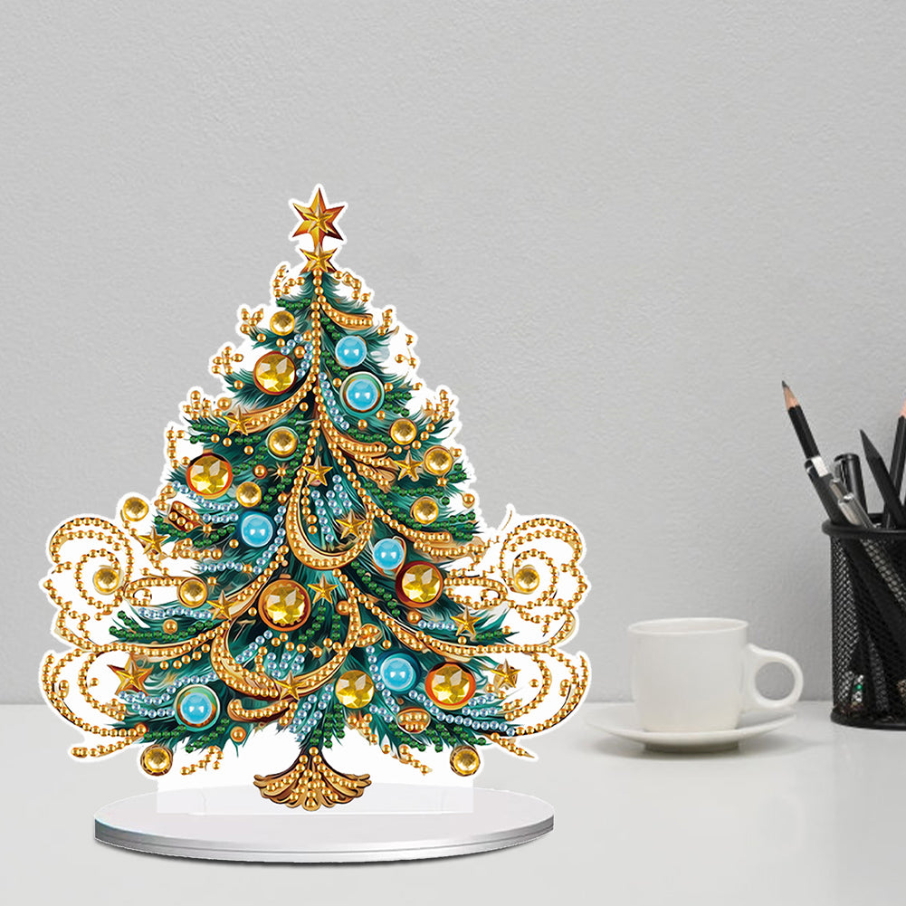 Diamond Painting Desktop Ornaments Kit for Office Desktop Decor (Xmas Tree #16)