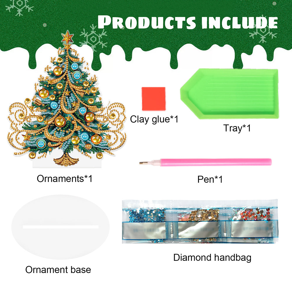 Diamond Painting Desktop Ornaments Kit for Office Desktop Decor (Xmas Tree #16)