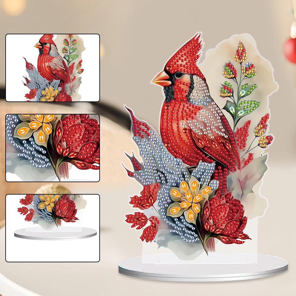 Diamond Painting Desktop Ornaments Kit for Home Office Desktop Decor (Cardinal)