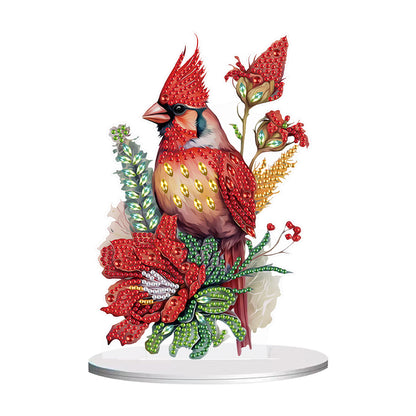 Diamond Painting Desktop Ornament for Office Desktop Decor (Cardinal in Bloom)