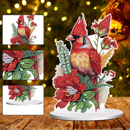 Diamond Painting Desktop Ornament for Office Desktop Decor (Cardinal in Bloom)