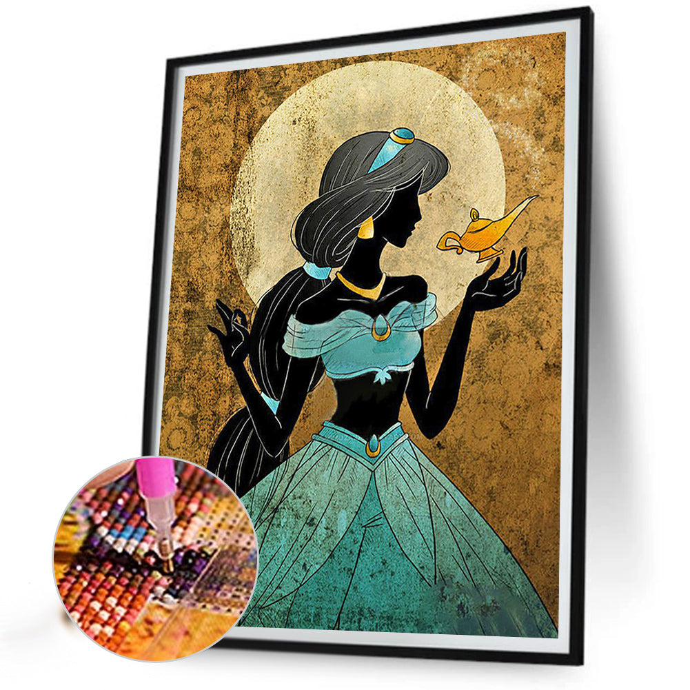 Princess Jasmine Silhouette - Full Round Drill Diamond Painting 40*50CM