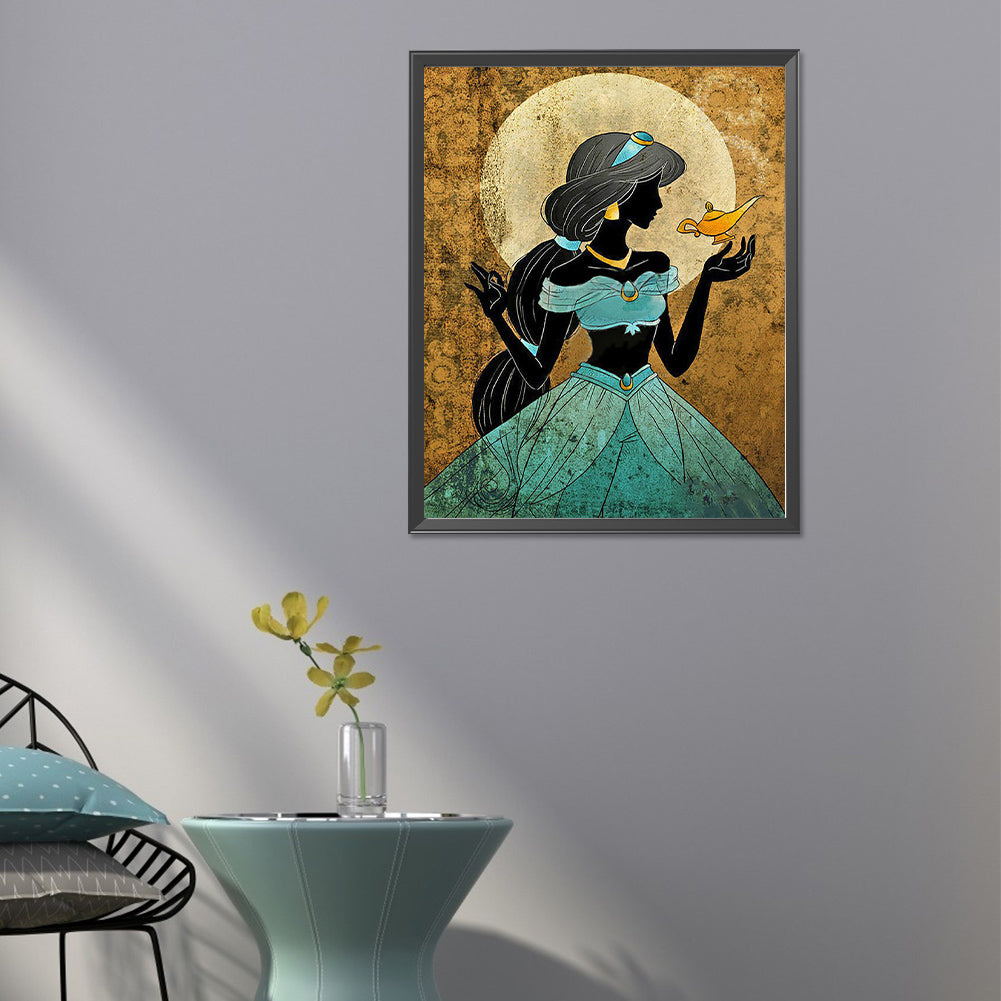 Princess Jasmine Silhouette - Full Round Drill Diamond Painting 40*50CM