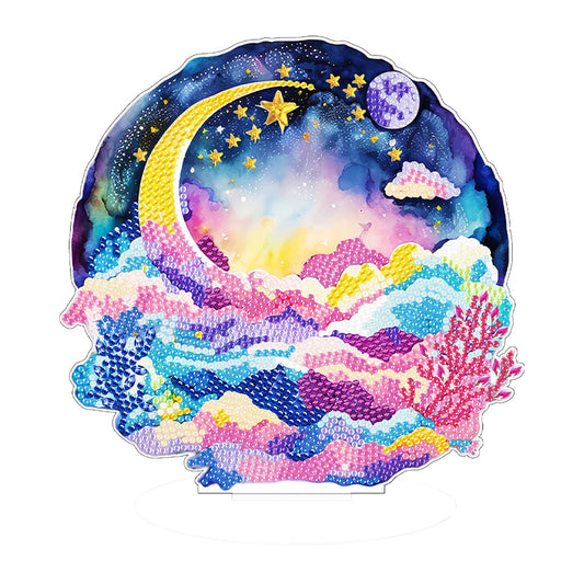 Coloured Clouds Starry Sky Round Diamond Painting Desktop Decor for Office Decor