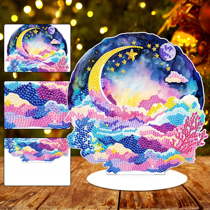 Coloured Clouds Starry Sky Round Diamond Painting Desktop Decor for Office Decor