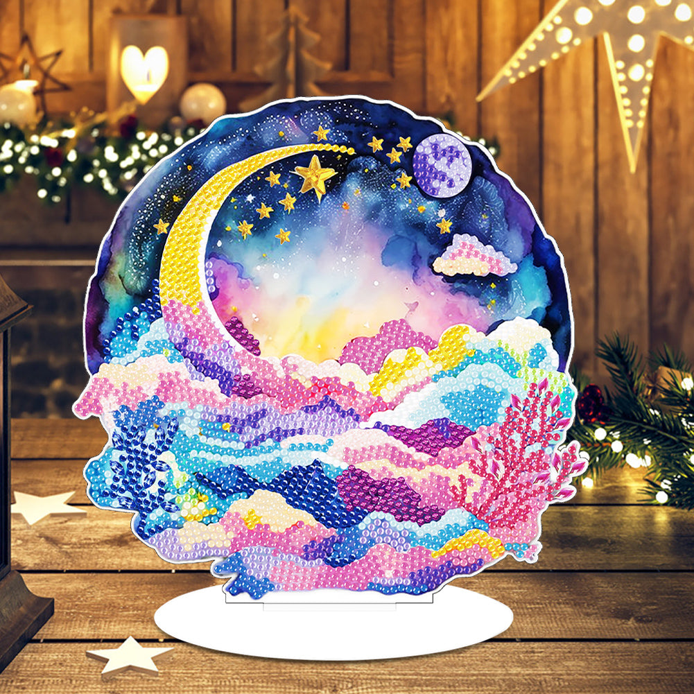 Coloured Clouds Starry Sky Round Diamond Painting Desktop Decor for Office Decor