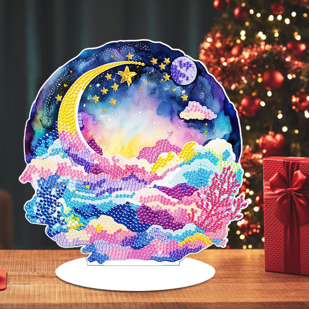 Coloured Clouds Starry Sky Round Diamond Painting Desktop Decor for Office Decor