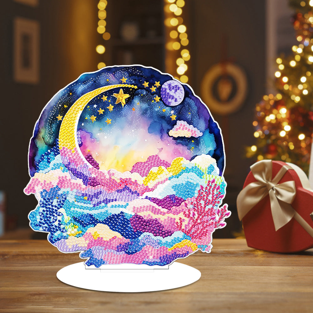 Coloured Clouds Starry Sky Round Diamond Painting Desktop Decor for Office Decor