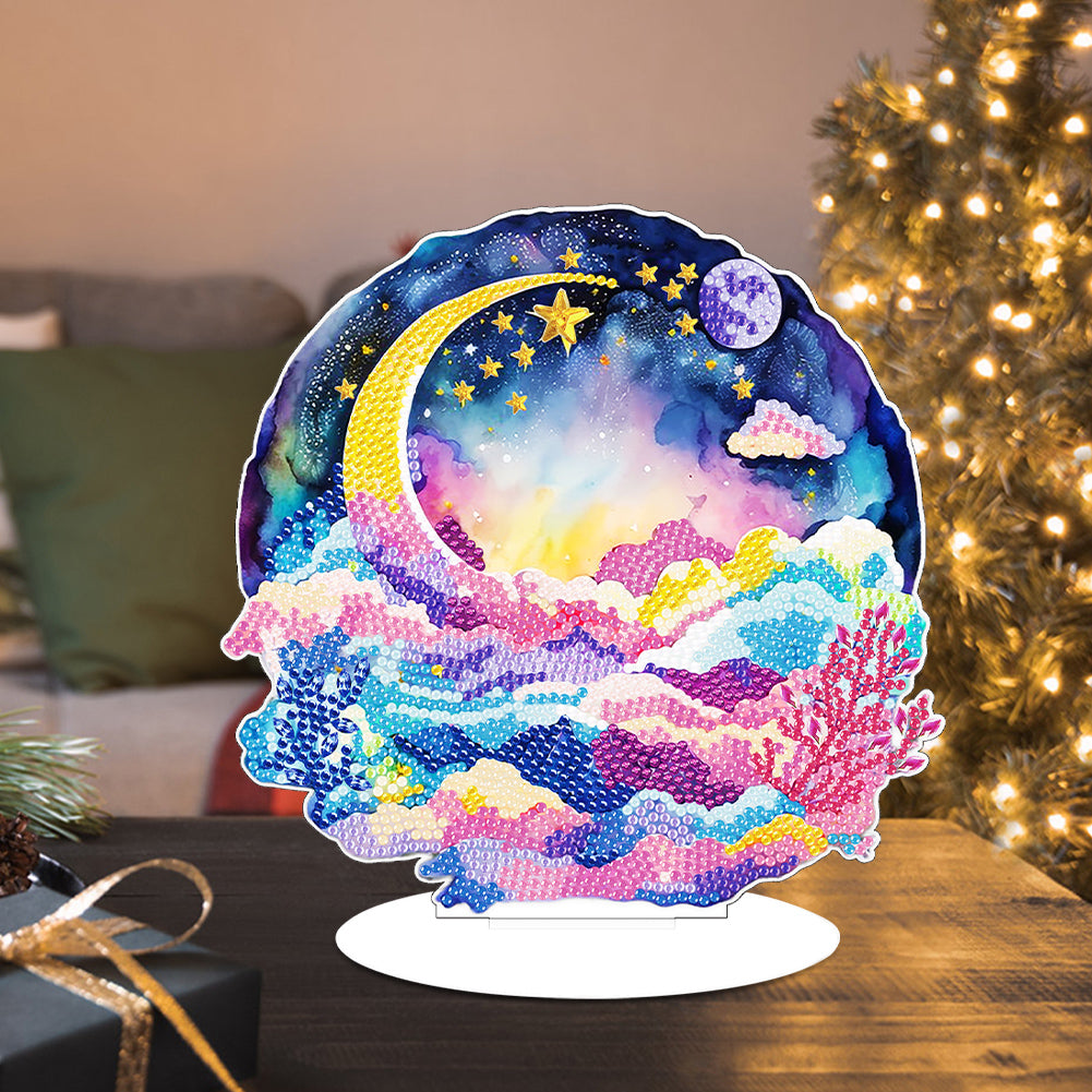 Coloured Clouds Starry Sky Round Diamond Painting Desktop Decor for Office Decor