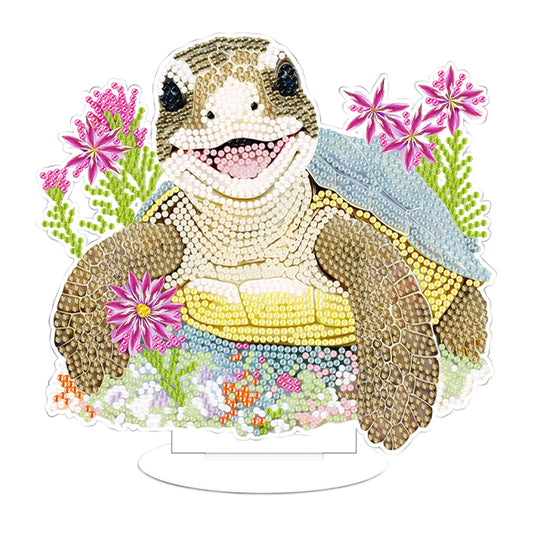 Round Diamond Painting Desktop Decor for Office Desktop Decor (Flowering Turtle)