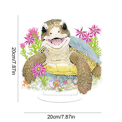 Round Diamond Painting Desktop Decor for Office Desktop Decor (Flowering Turtle)