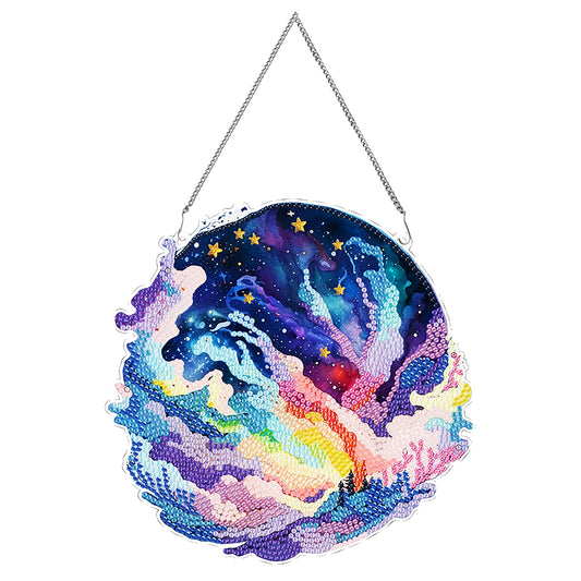 Colourful Clouds Starry Sky Single-Sided Diamond Painting Hanging Pendant (#1)