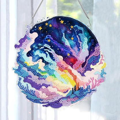 Colourful Clouds Starry Sky Single-Sided Diamond Painting Hanging Pendant (#1)