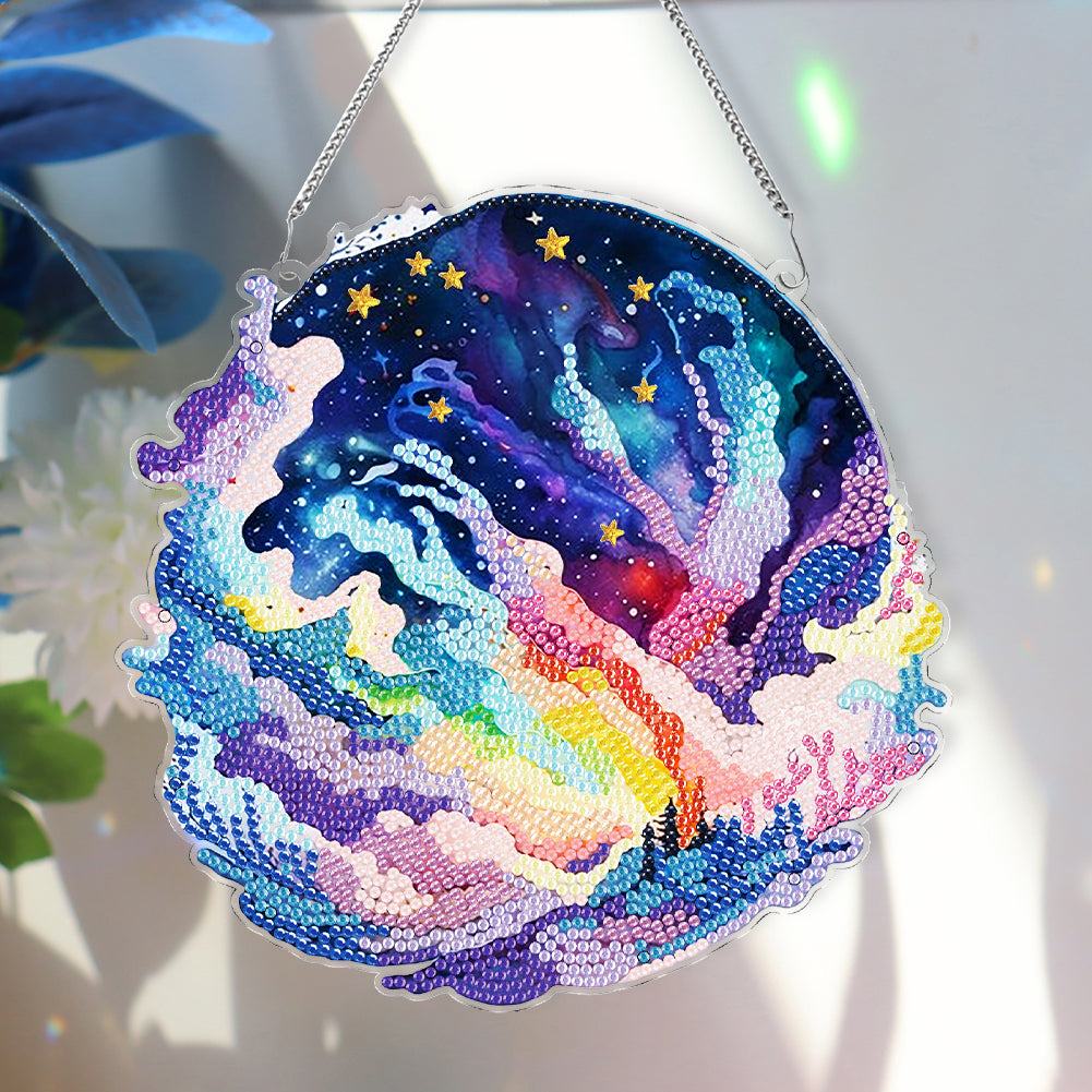 Colourful Clouds Starry Sky Single-Sided Diamond Painting Hanging Pendant (#1)