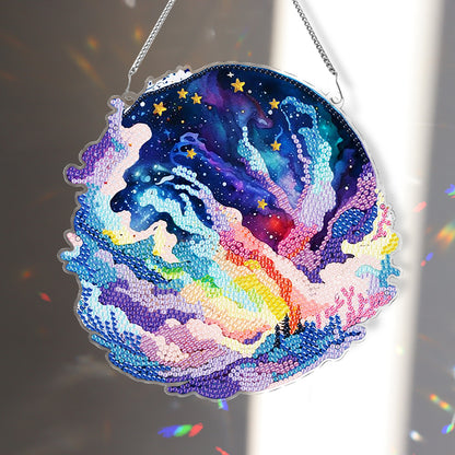 Colourful Clouds Starry Sky Single-Sided Diamond Painting Hanging Pendant (#1)