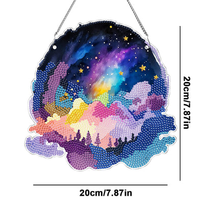 Colourful Clouds Starry Sky Single-Sided Diamond Painting Hanging Pendant (#2)