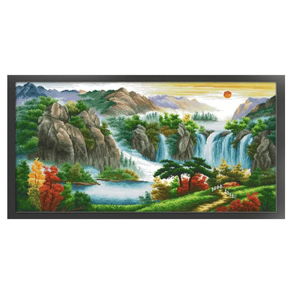 High Mountains And Long Rivers - 14CT Stamped Cross Stitch 89*48CM(Joy Sunday)