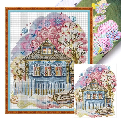 Childhood Winter - 14CT Stamped Cross Stitch 30*37CM(Joy Sunday)