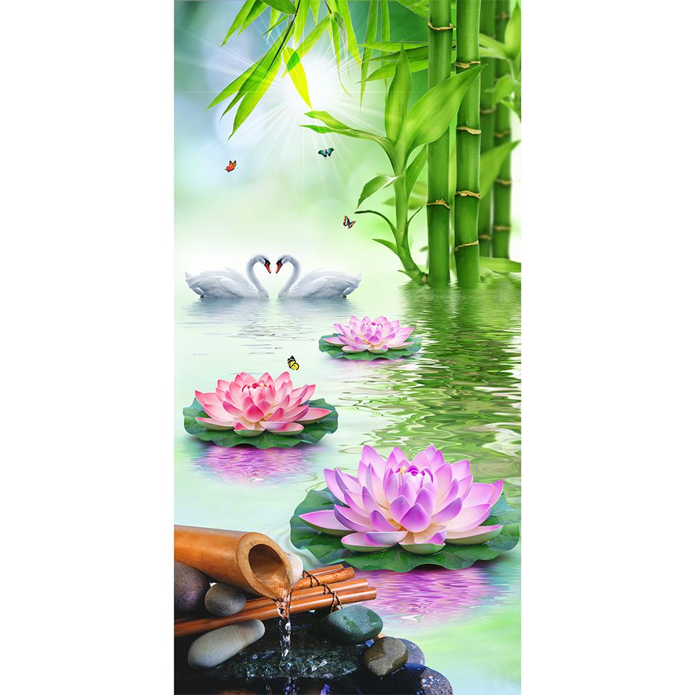 Lotus Pond - Full Square Drill Diamond Painting 30*55CM