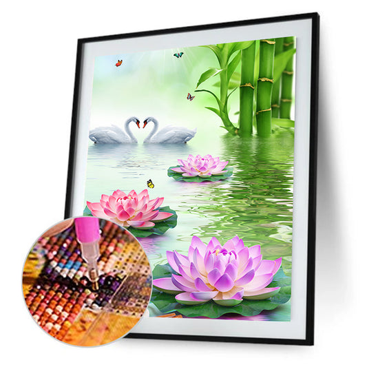 Lotus Pond - Full Square Drill Diamond Painting 30*55CM