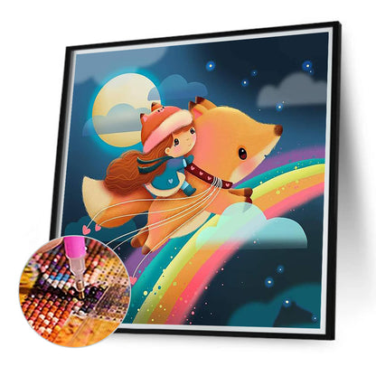 Fox And Girl - Full Round Drill Diamond Painting 40*40CM