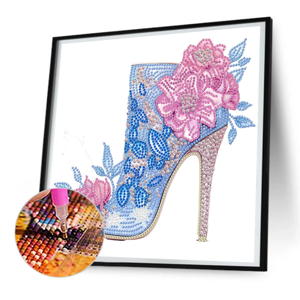 Pink Blue High Heels - Special Shaped Drill Diamond Painting 30*30CM