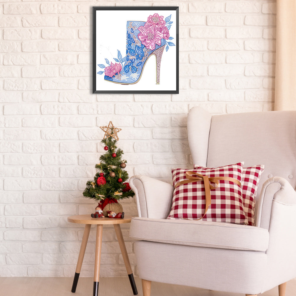 Pink Blue High Heels - Special Shaped Drill Diamond Painting 30*30CM