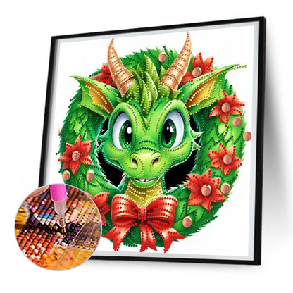 Green Little Dinosaur - Special Shaped Drill Diamond Painting 30*30CM