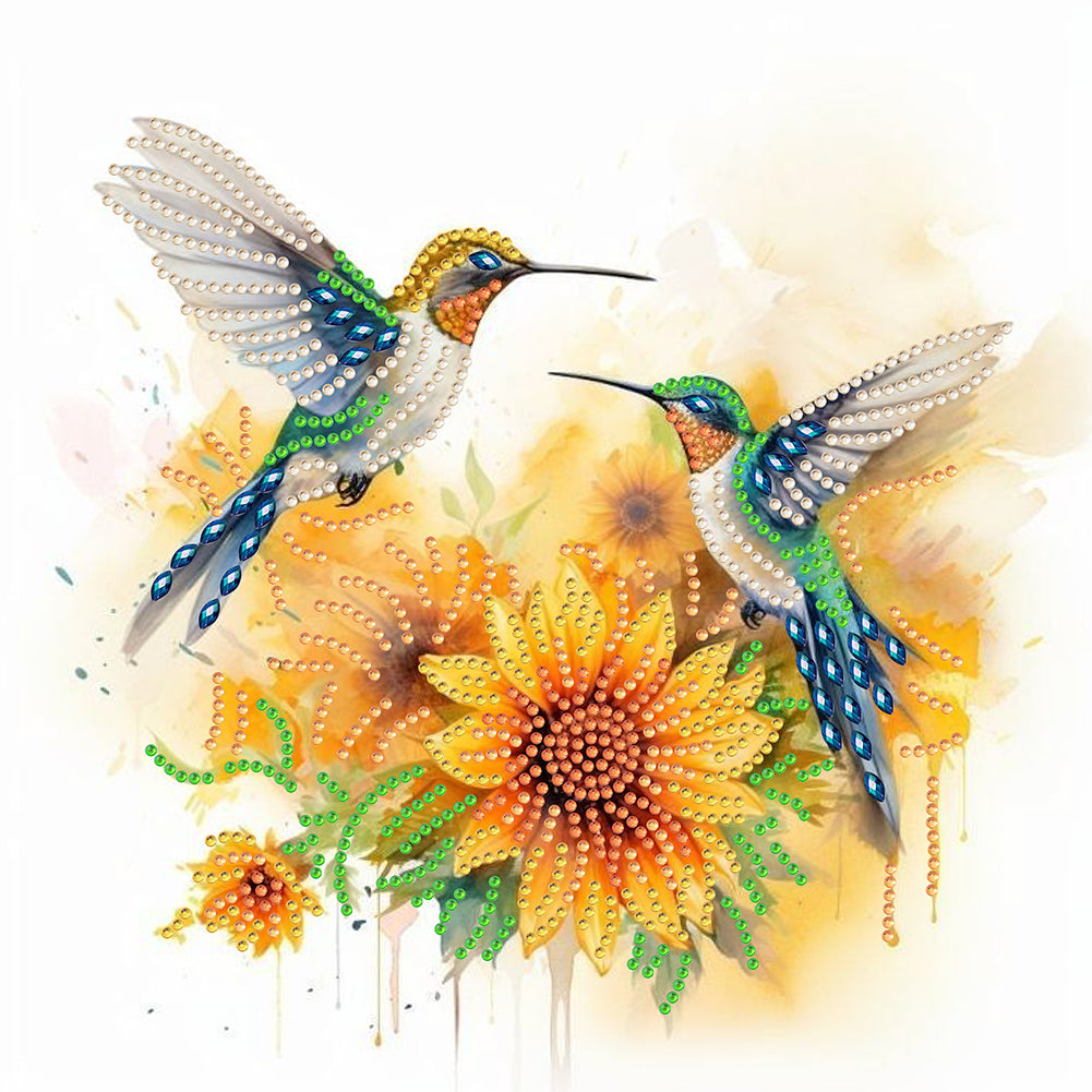 Birds In Flowers - Special Shaped Drill Diamond Painting 30*30CM