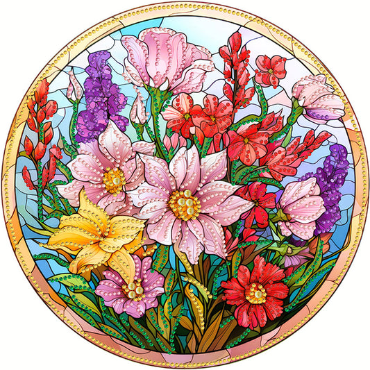 Blooming Flowers - Special Shaped Drill Diamond Painting 30*30CM