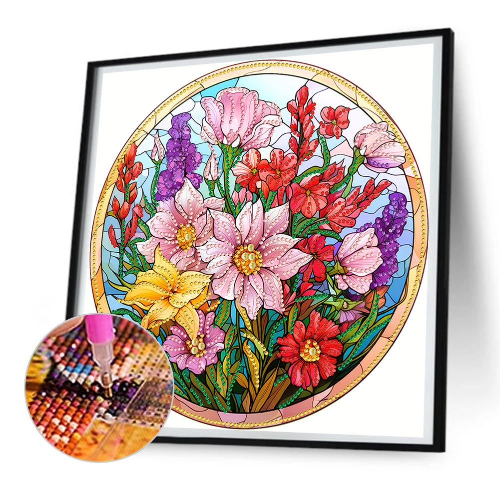 Blooming Flowers - Special Shaped Drill Diamond Painting 30*30CM