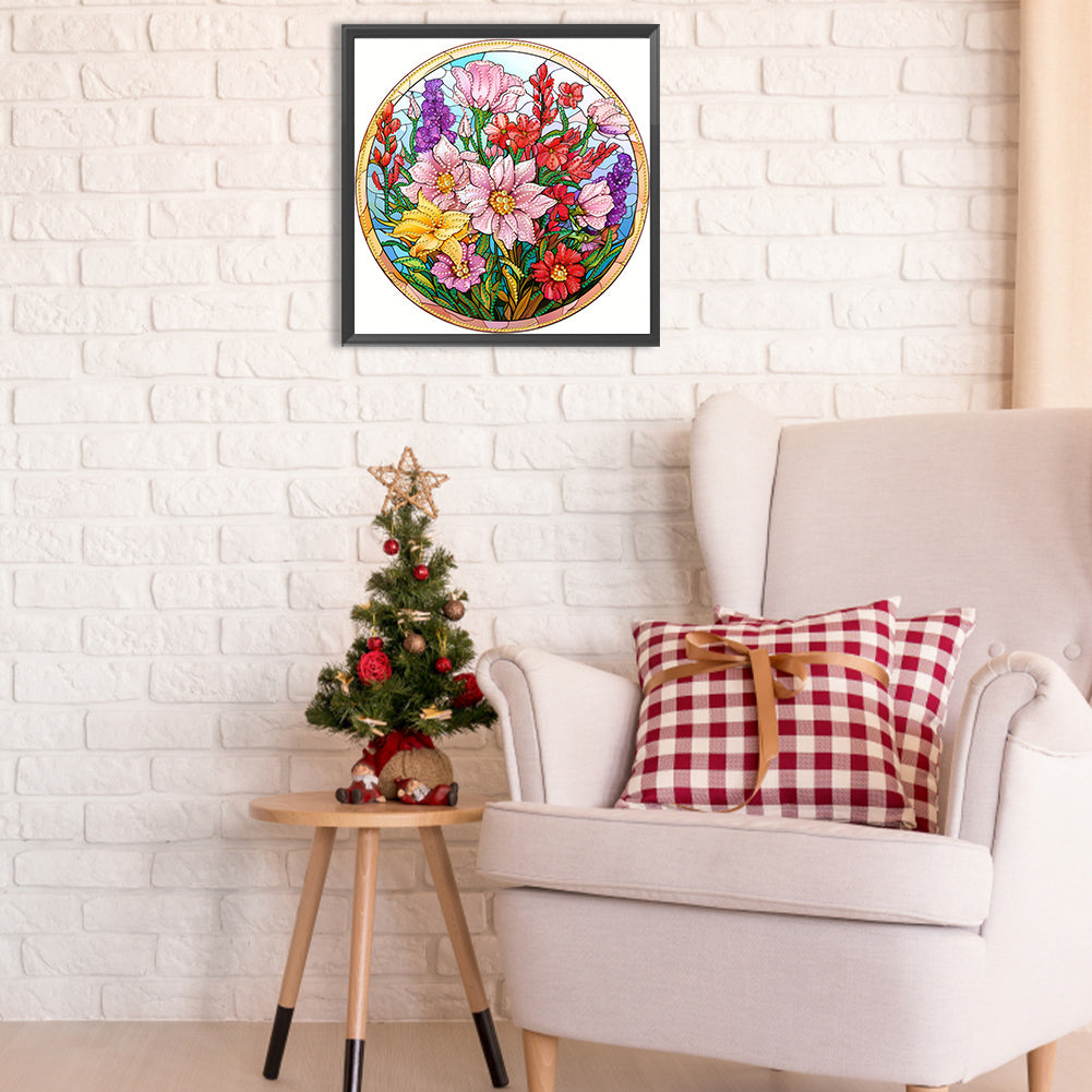 Blooming Flowers - Special Shaped Drill Diamond Painting 30*30CM