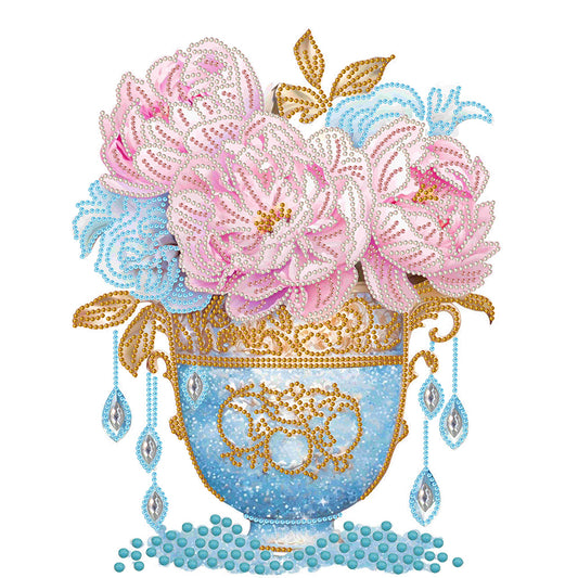 Pink Blue Vase - Special Shaped Drill Diamond Painting 30*40CM