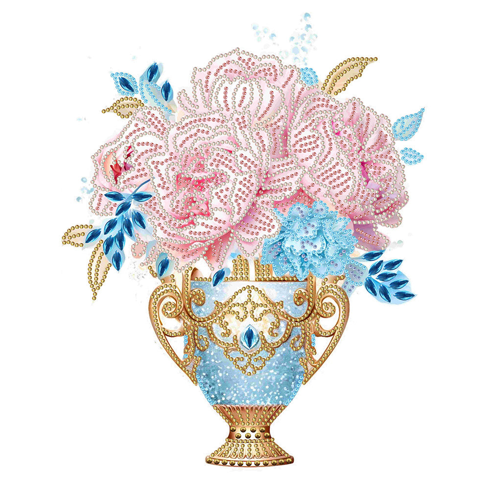 Pink Blue Vase - Special Shaped Drill Diamond Painting 30*40CM