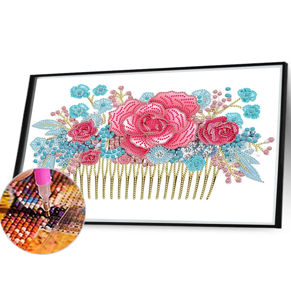 Pink Blue Comb - Special Shaped Drill Diamond Painting 40*30CM