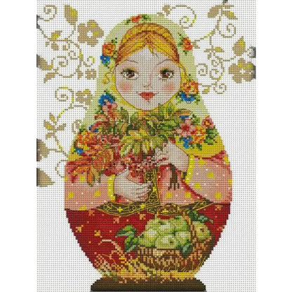 Russian Matryoshka Doll(5) - 14CT Stamped Cross Stitch 28*37CM(Joy Sunday)