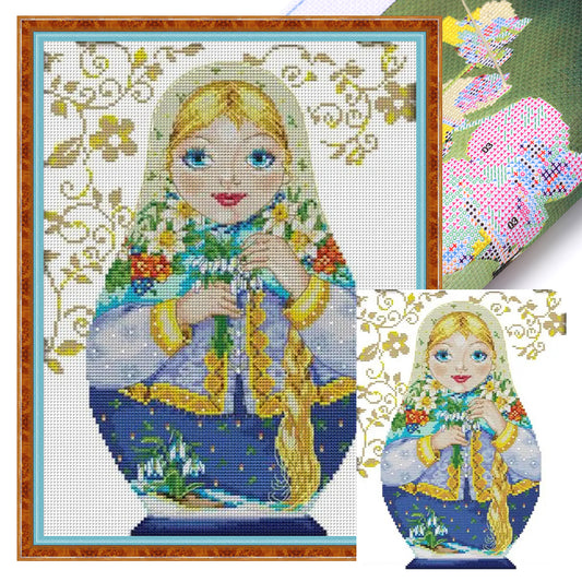 Russian Matryoshka Doll(7) - 14CT Stamped Cross Stitch 29*36CM(Joy Sunday)