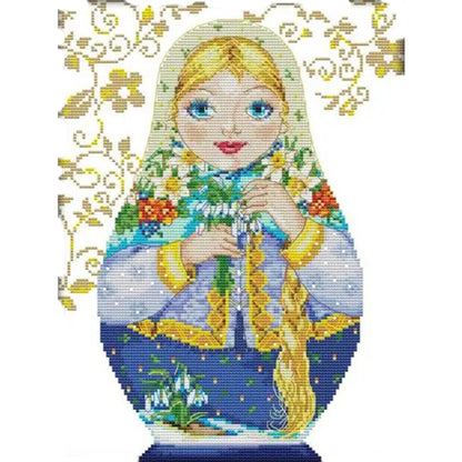 Russian Matryoshka Doll(7) - 14CT Stamped Cross Stitch 29*36CM(Joy Sunday)